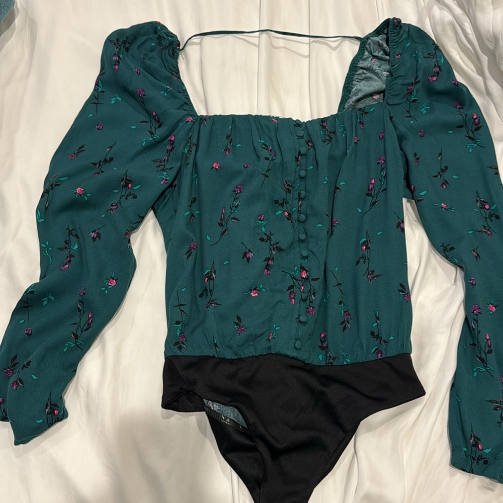 AFRM green floral bodysuit